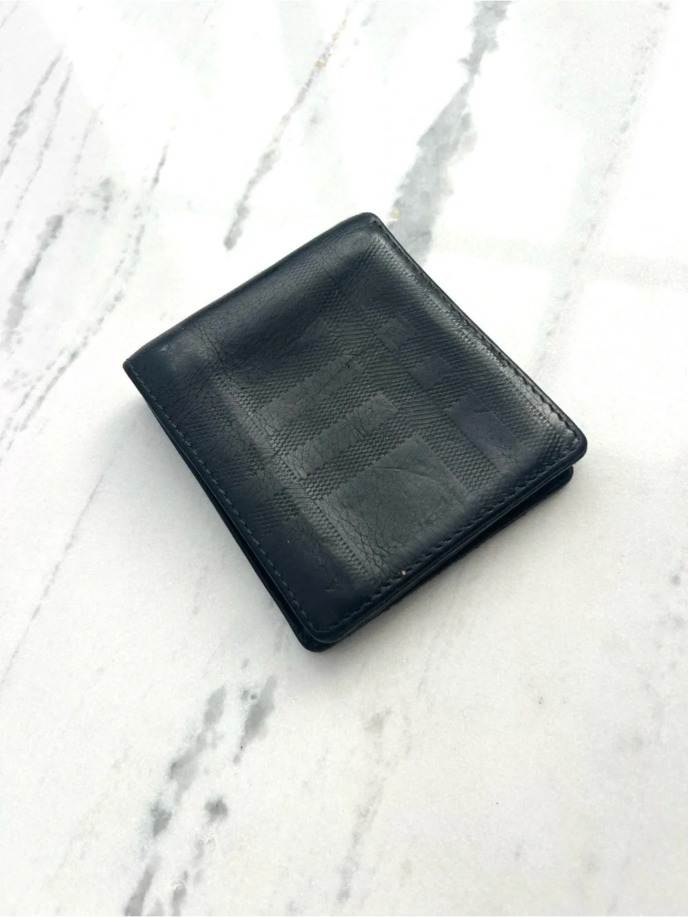Men’s Burberry black on black plaid Leather Bifold Wallet